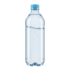Naklejka premium A clear plastic water bottle with a blue cap on transparent background