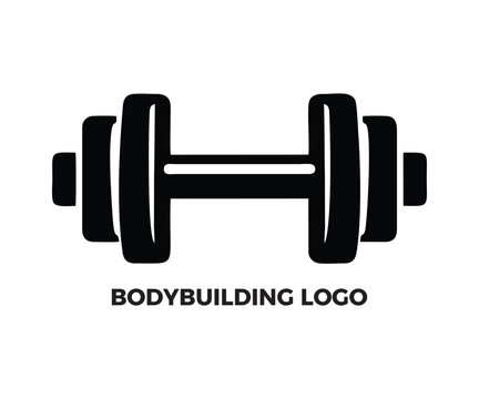 Minimalist Dumbbell Bodybuilding Logo - Heavy Weight Barbell Vector Icon for Gym, Fitness, and Strength Training Branding