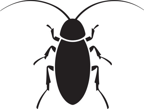 black cockroach silhouette on gray background