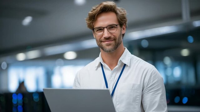 220A technical support specialist providing on-site assistance, standing in a modern server room examining cable connections, laptop open with diagnostic software, collaborative IT en