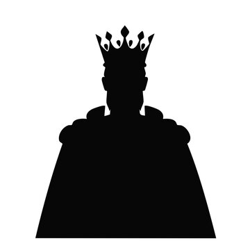 Silhouette of a regal king wearing a jeweled crown and ornate royal cape