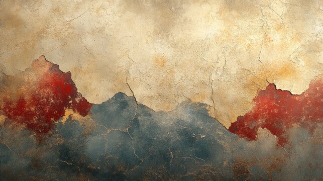 Ancient stone texture with faint geometric patterns, featuring subtle brown, red, and light blue colors, set against a beige background. --ar 16:9 --stylize 750 --v 6.1 Job ID: 6a765323-f267-4c3f-8363
