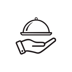 Fototapeta premium Hand Holding Serving Platter Icon Represents Hospitality and Food Service