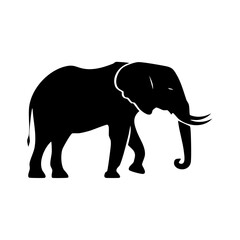 Obraz premium Silhouette of an African elephant walking, isolated graphic symbol