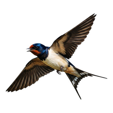 Small Swallow Bird Flying Gracefully with Open Wings in Nature