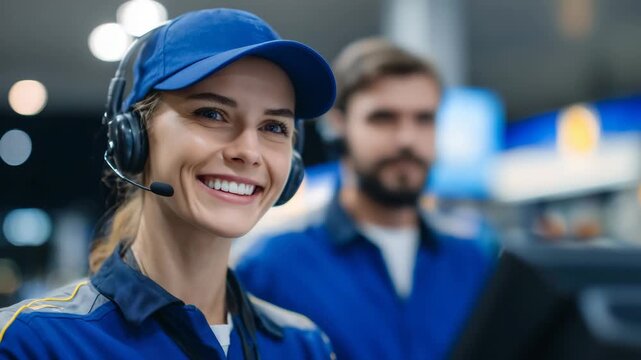 Customer service excellence and convenience at a service station, express fueling lane with professional assistance, fast-paced yet controlled workflow highlighting efficiency