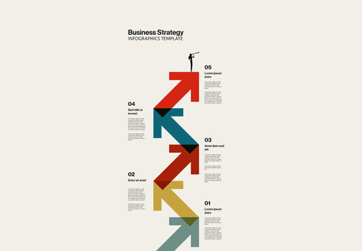 Business Growth Strategy Steps with Zig Zag Arrows Steps Illustration