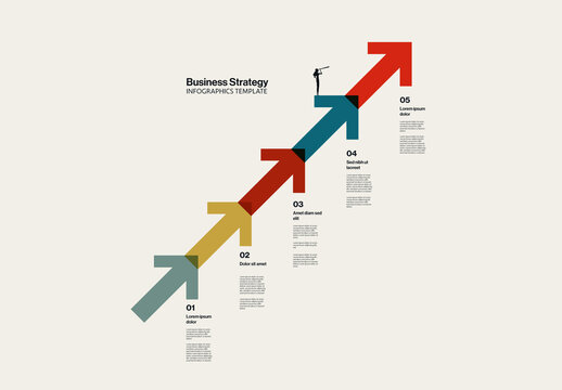 Business Growth Strategy Steps Infographic Template with Arrows Illustration