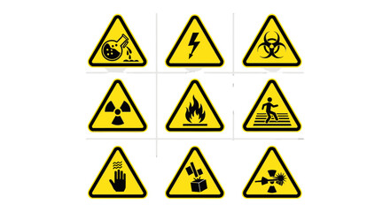 Collection of warning signs and symbols.
