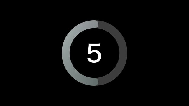 10 Seconds Simple silver Circle Countdown on black Background. Rounded Lines, Shapes, Fresh and Creative. 4K Motion Graphics
