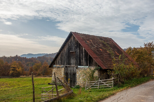 Old houses in a rural area in the Republika Srpska, which is part of Bosnia and Herzegovina
