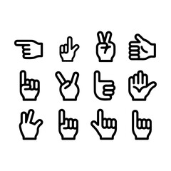 Obraz premium Simple Hand Gesture Black Line Icon Collection