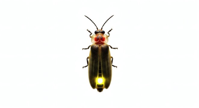 Glowing Firefly Insect Isolated on White