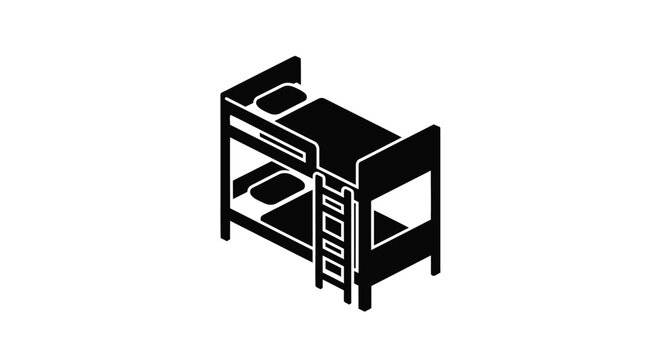 Simple illustration of a black bunk bed in a minimalist silhouette