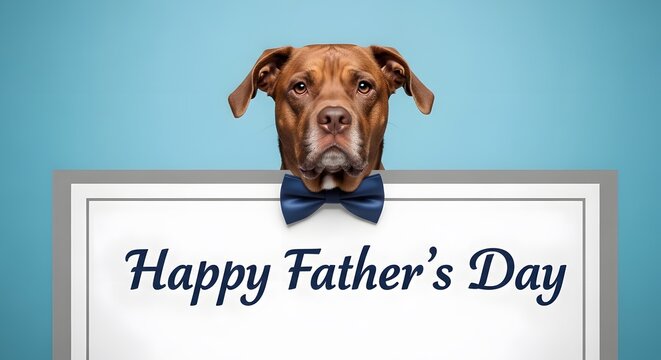 Happy father's day wishes with a cute dog in a bow tie