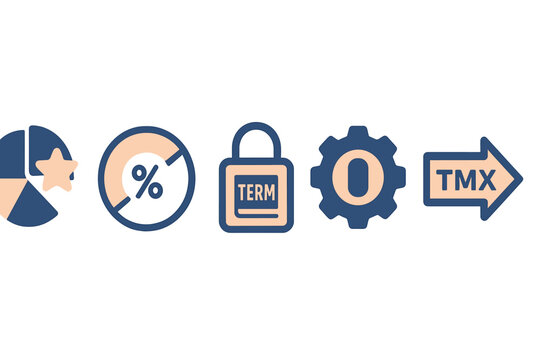 Symbols of finance and data management show operations in a simple and clear design