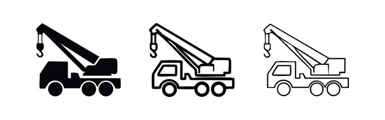 Mobile Truck Crane Construction Vehicle Icon Set © liubomir118809