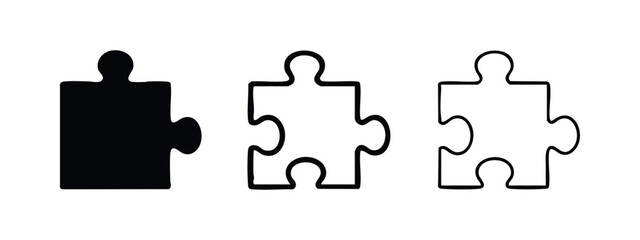 Fototapeta premium Creative jigsaw puzzle icon set, representing problem-solving, teamwork, and business strategy