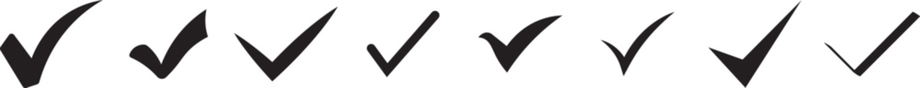 Check mark icon set, professional success and approval symbols, minimalist vector illustration of tick marks.Circle and square. Tick symbol in green color, check mark and red cross icon design and Han