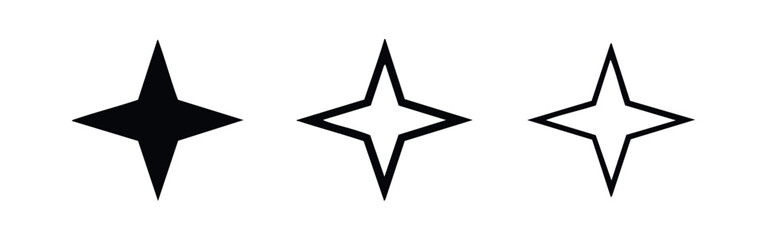 Obraz premium Abstract Four Point Star Sparkle Icons Collection