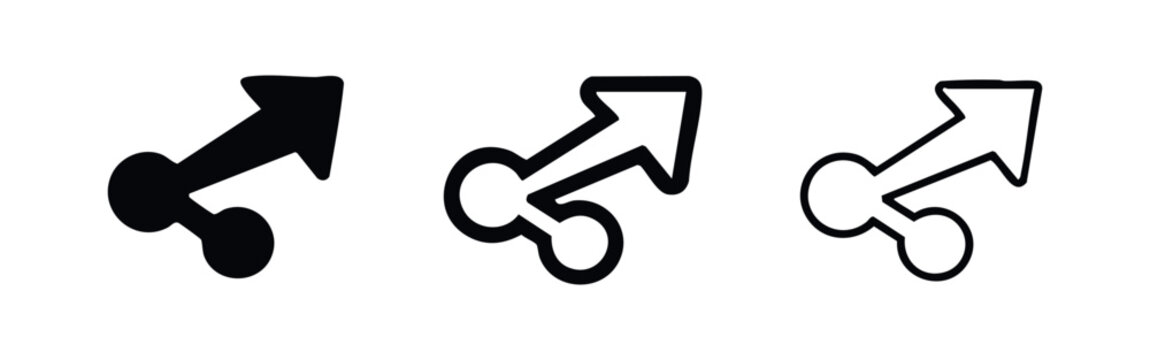 Share icon set. Social media sharing symbol with branching arrow for digital interaction.
