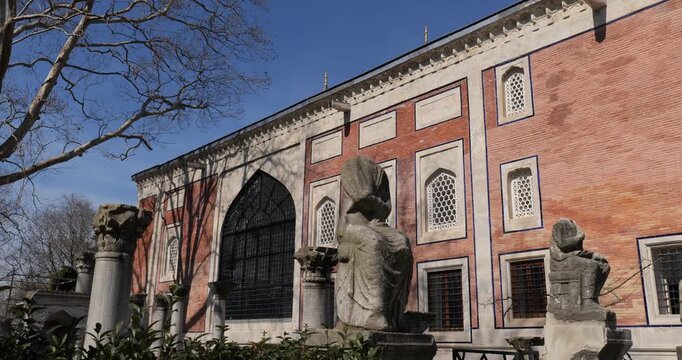 Cinili Kosk Tiled Kiosk and Ancient Artifacts in Istanbul Archaeology Museum Garden