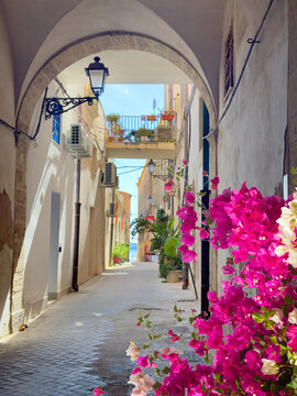 Syracuse old medieval town street, Sicily Italy