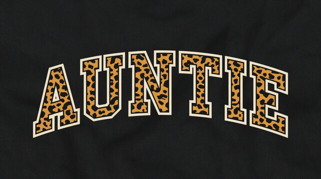 Leopard Print Auntie text on black background
