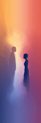 Fototapeta premium Silhouetted Couple in Colorful Abstract Light 