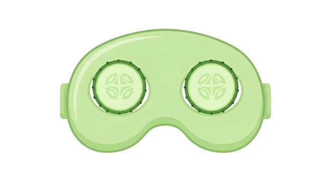 A light green eye mask with two circular indents on a white background with a smooth shiny surface a