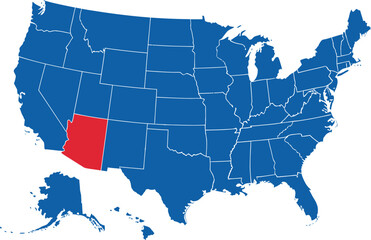 USA Map with Arizona Highlighted in Red - Vector Illustration © Khalilrajput