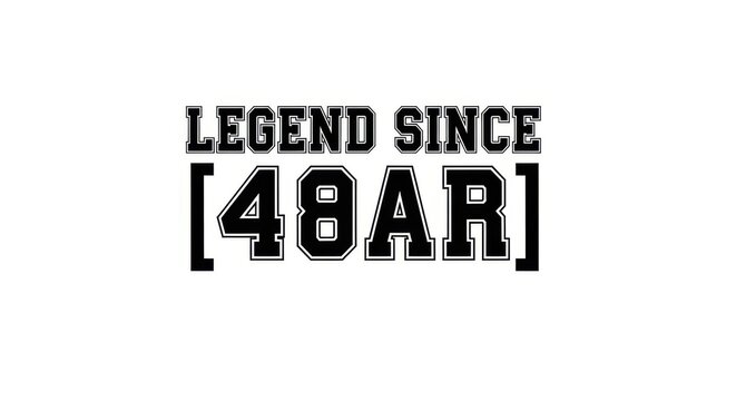 legend since 48 years typographic design element with square brackets black and white typographic te