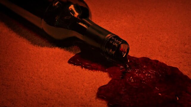 Wine Bottle Knocked Over On Carpet By Fireplace