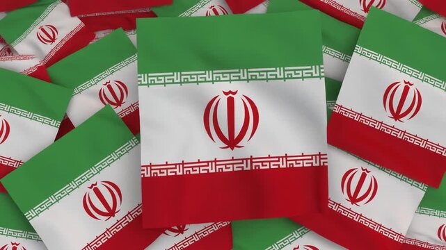 Multiple Waving National Flags of Iran Generative AI