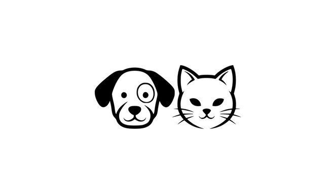 Cute Pet Shop Logo Dog Cat Minimalist Vector