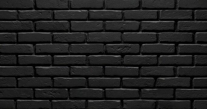 Dark, textured brick wall in uniform black, casting subtle shadows across the surface