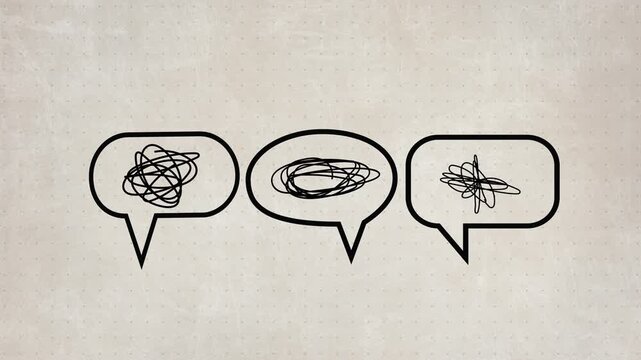Confused Communication Concept With Speech Bubbles and Tangled Scribbles Representing Misunderstanding