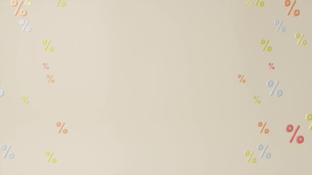 Horizontal 3D shopping sale spring easter summer discount banner loop animation template mockup poster flyer background copyspace, pastel beige yellow orange green promo offer percent label