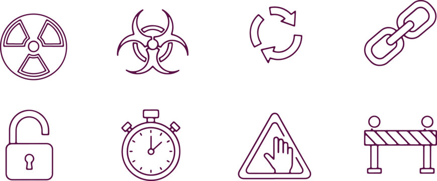 Collection of icons representing various security and biohazard symbols