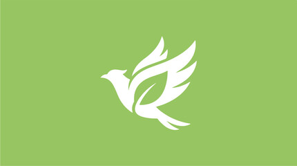 Fototapeta premium White Bird Logo on Green.