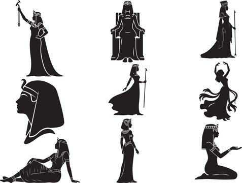 Cleopatra Ancient Egyptian Queen Profile Silhouette