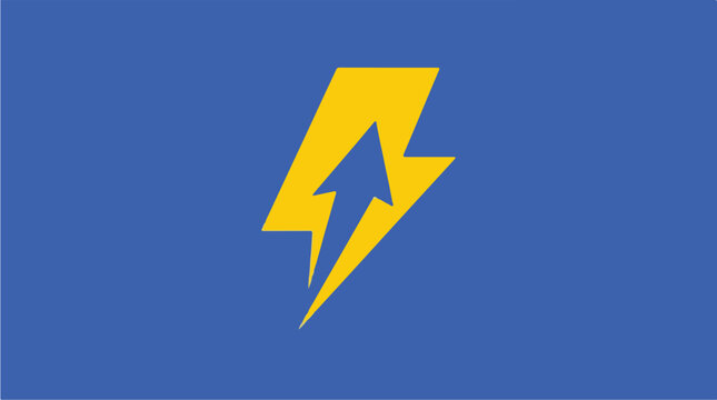 Yellow Lightning Bolt Icon Symbol.