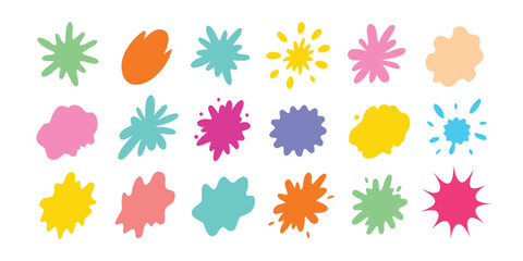 Obraz premium Playful and diverse cartoon splatters and irregular shapes in bright colors.