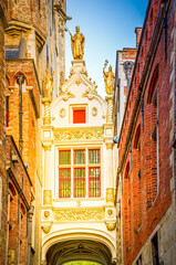 Naklejka premium Blind donkey alley street, Brugge, Belgium