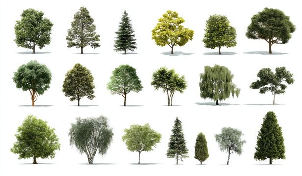 Diverse Collection of Trees - A Botanical Array for Design and Illustration.