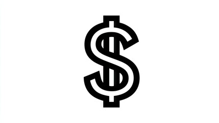 Obraz premium Stylized currency symbol rendered in thick black outlines against a white background