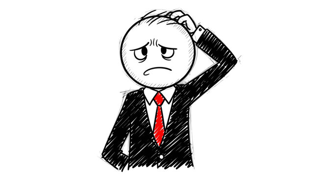 A frustrated businessman with a worried expression.