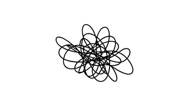 Tangled knot seamless loop animation on white background