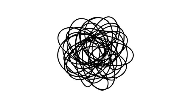 Tangled knot seamless loop animation on white background