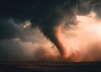 Fototapeta premium Dramatic Tornado Formation - A Powerful Display of Natures Fury.
